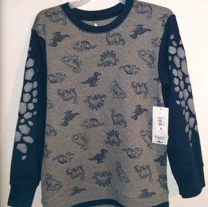 Boys 8 Blue Dinosaur T-rex Shirt Stegosaurus